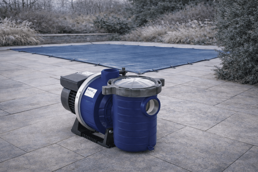 Pompe de piscine protégée contre le gel pendant l’hivernage
