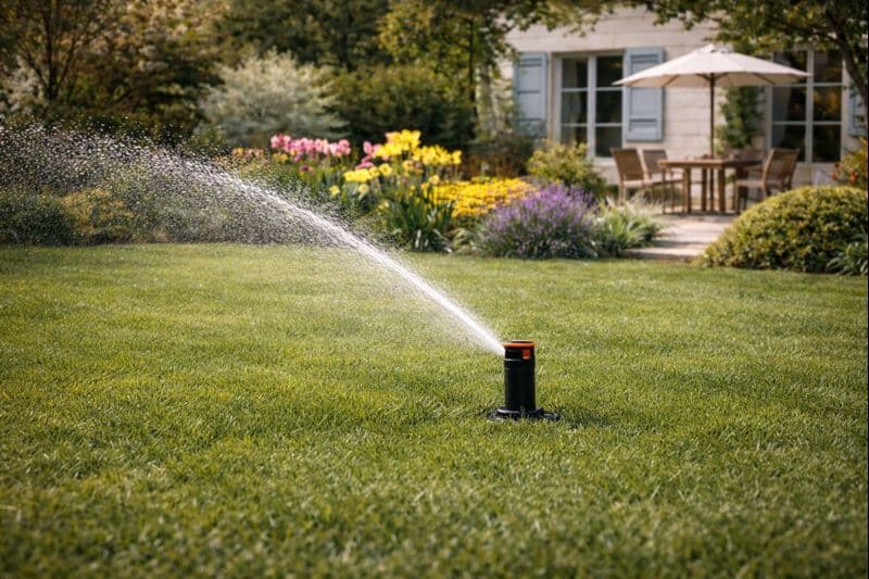Système d’arrosage de jardin préparé et contrôlé au printemps