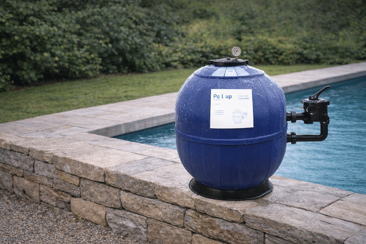 Filtre à sable de piscine préparé et protégé pour l’hivernage