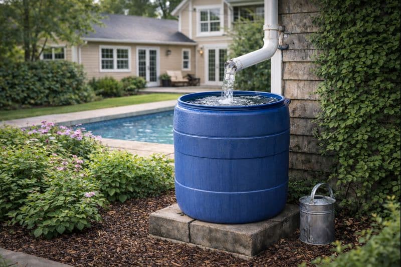 Système de récupération d’eau de pluie installé pour l’arrosage et les usages extérieurs