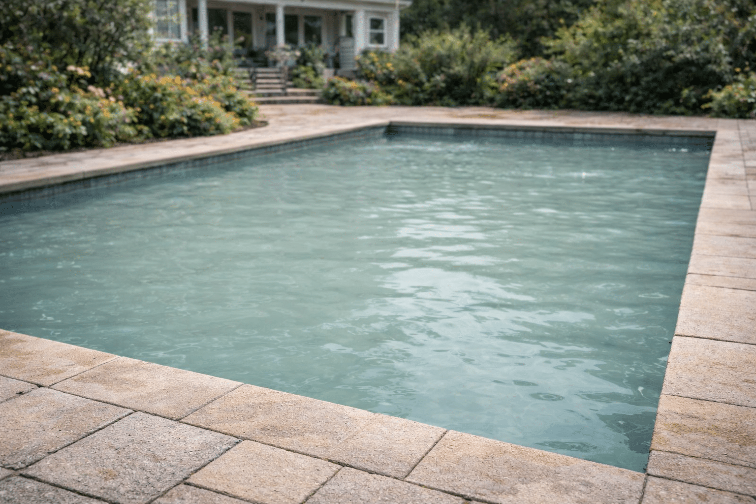 Eau de piscine trouble avec manque de transparence visible