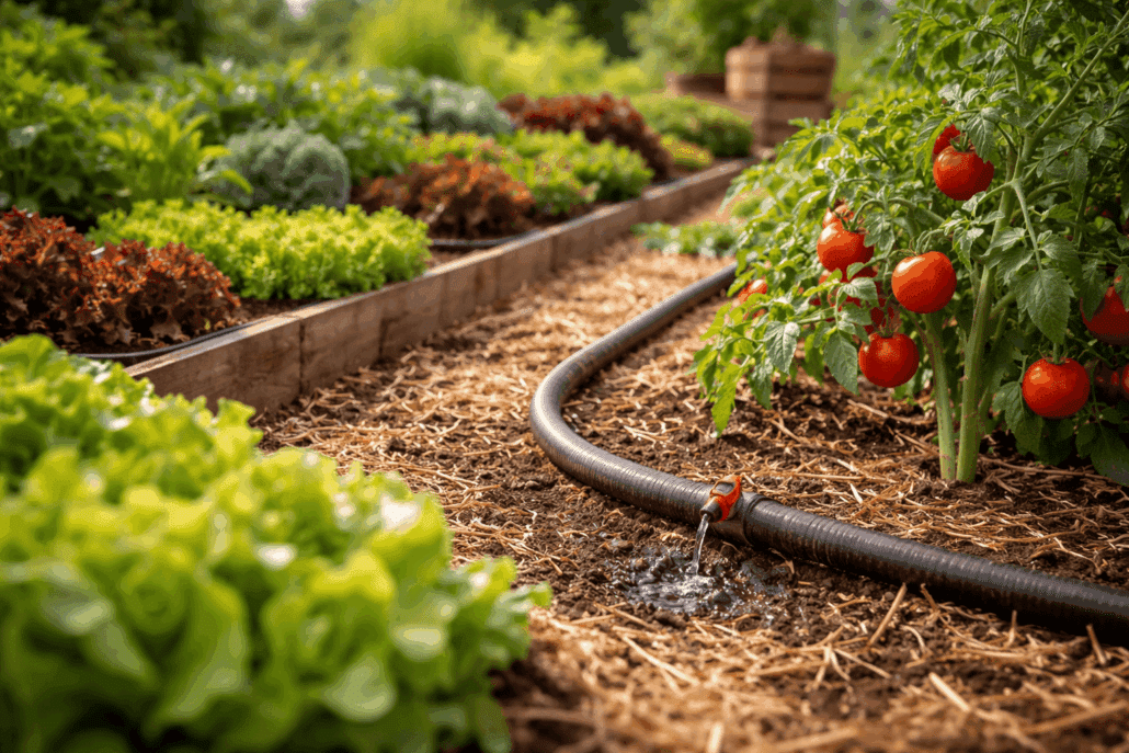 Installation d’un système de goutte-à-goutte dans un potager pour un arrosage précis et économique