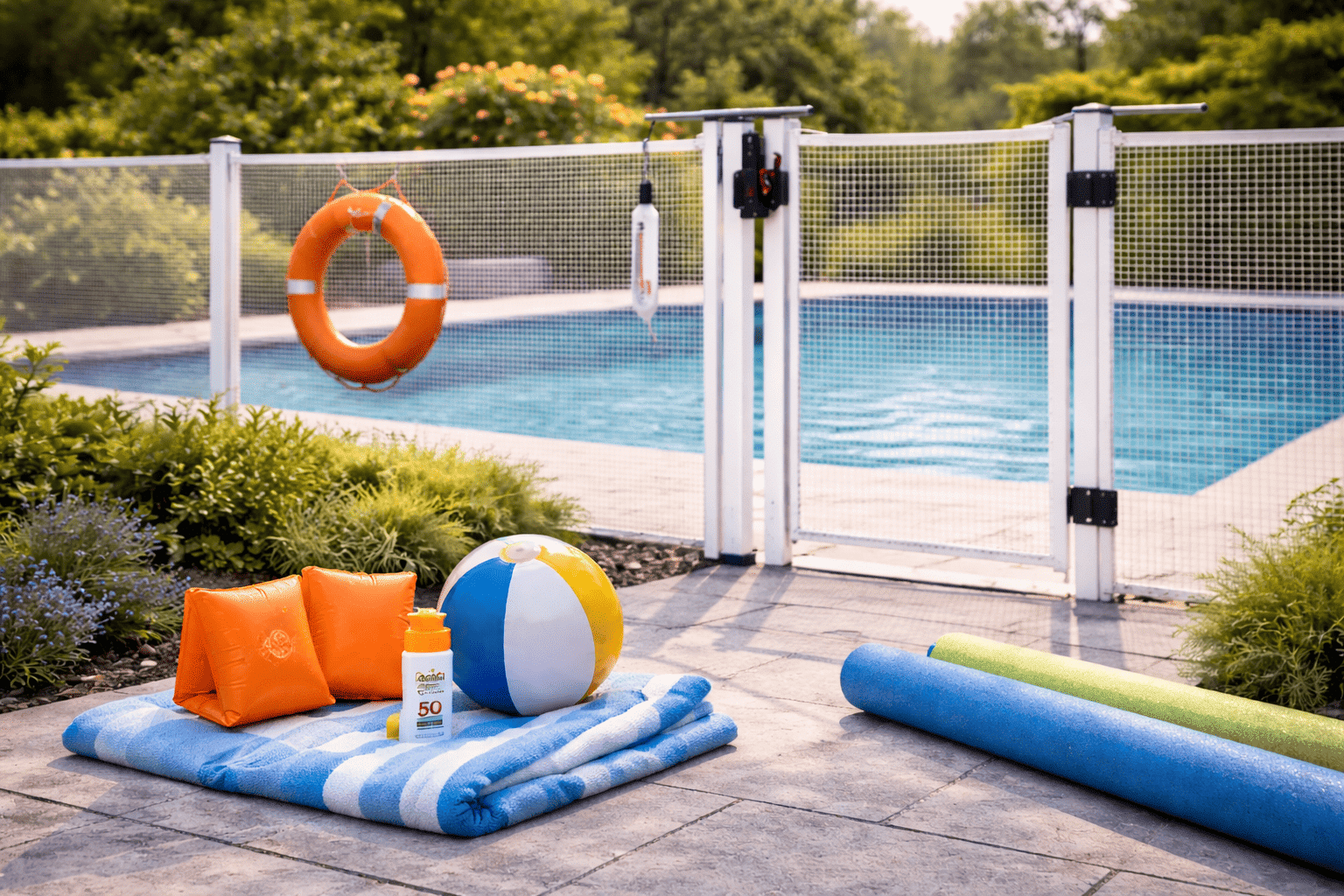 Visuel d’article sur la sécurité des enfants en piscine présentant les dispositifs de protection et les normes obligatoires