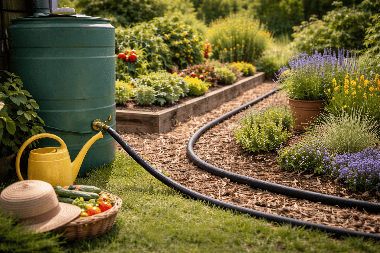 Illustration d’un article sur les solutions pour économiser l’eau au jardin grâce à un arrosage maîtrisé et des pratiques durables