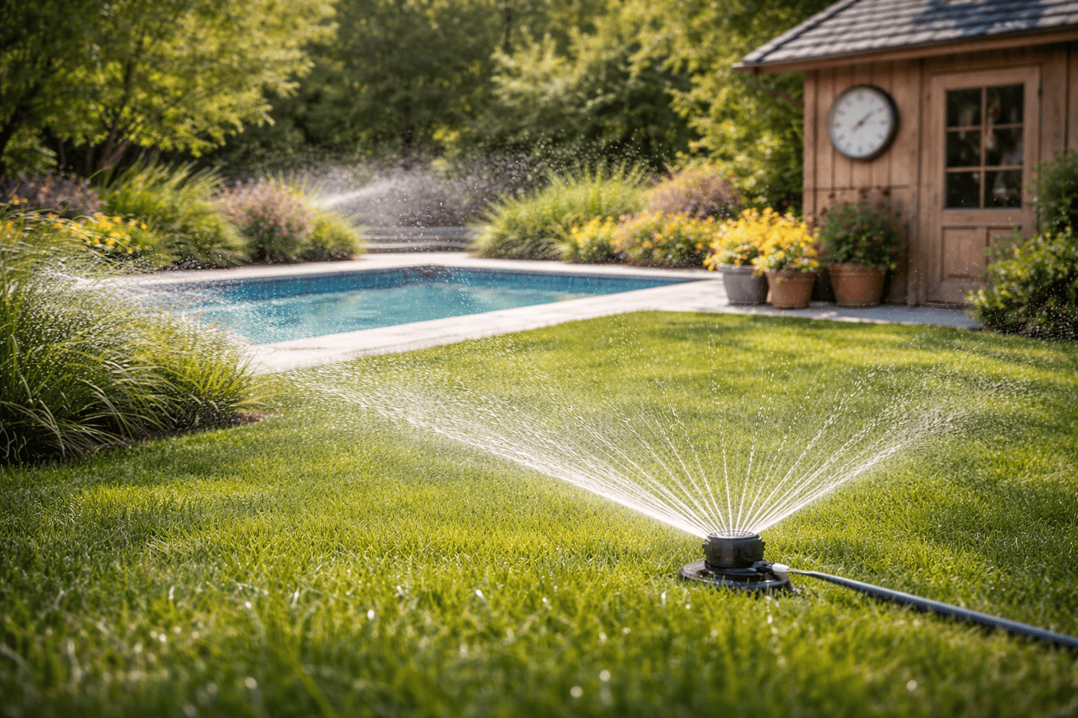 Visuel d’article sur l’optimisation des horaires d’arrosage automatique pour un jardin arrosé efficacement et sans gaspillage