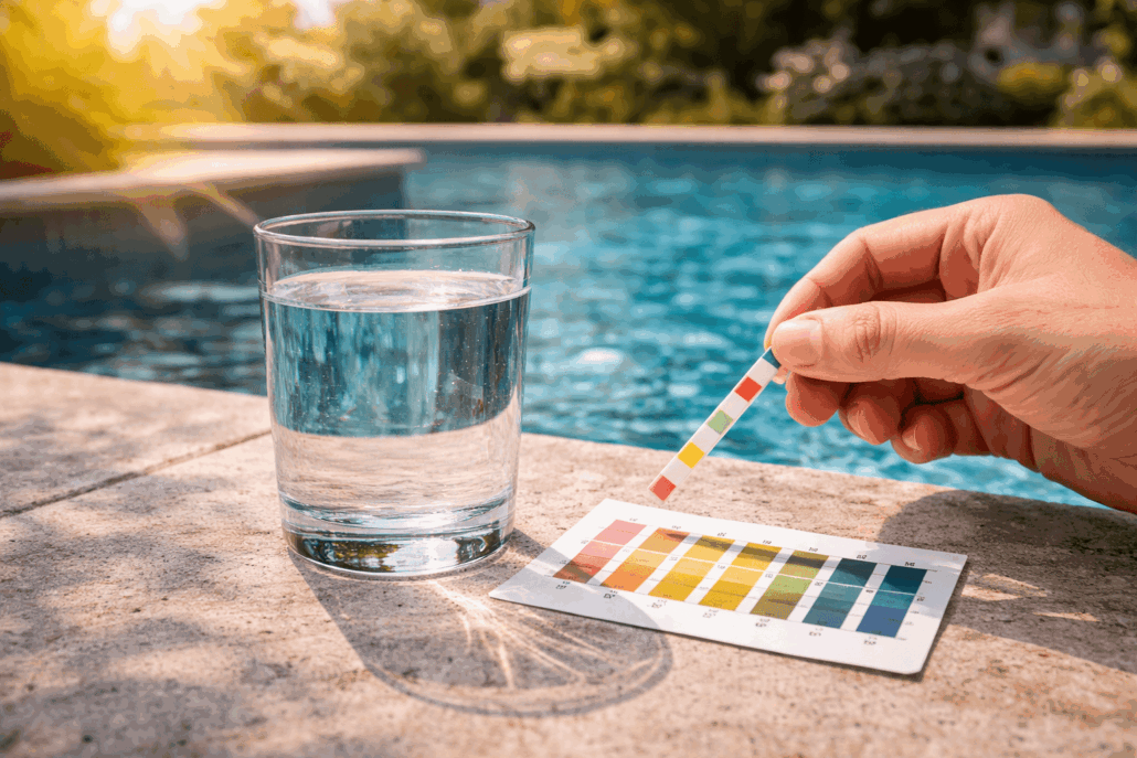 Contrôle du pH de l’eau d’une piscine en période de forte chaleur estivale